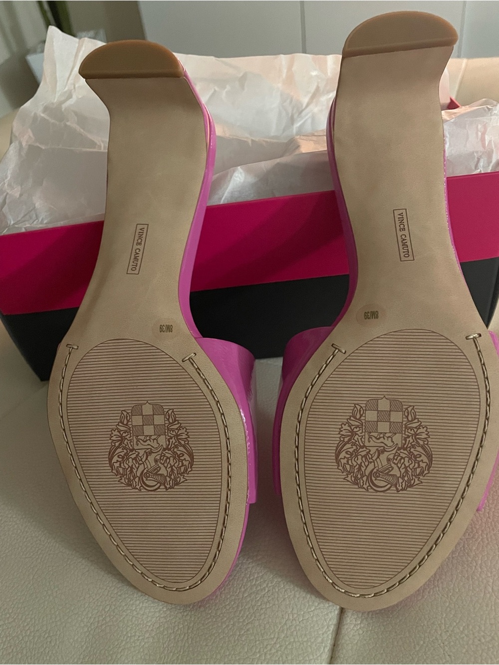 Vince Camuto Fuchsia Slip-On Mid-Heel Mules - Picture 4 of 10